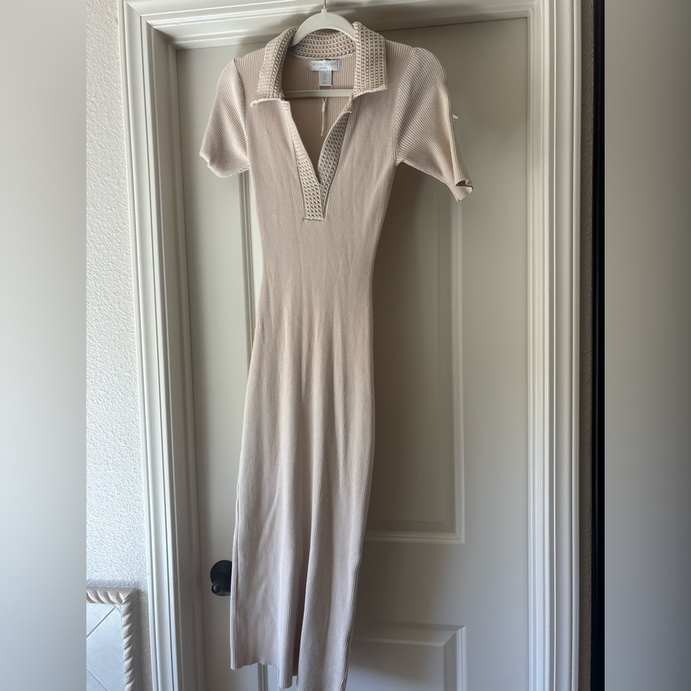 Caroline Constas Cream Knit Collar Dress
